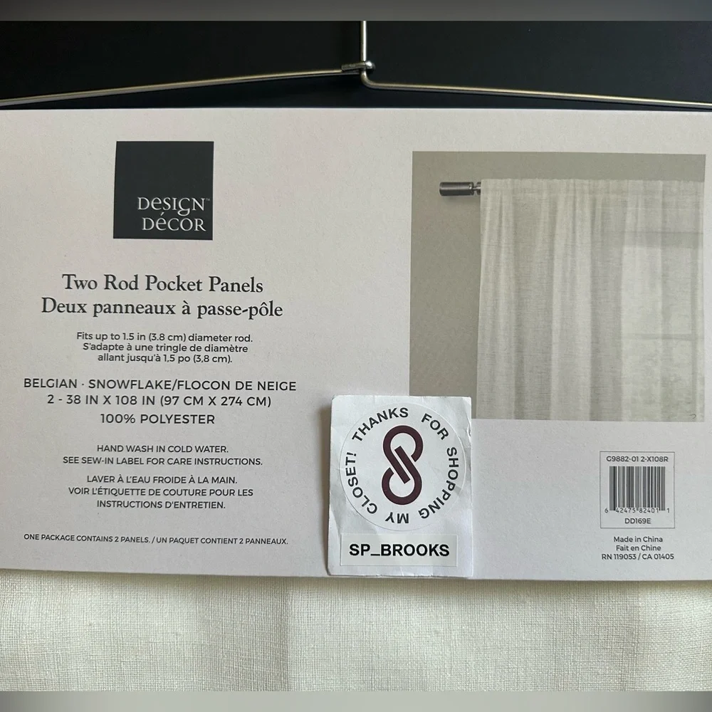 🎁Design Decor 2 Rod Pocket Panels - 38” x 108” - Belgian Snowflake - DD169E